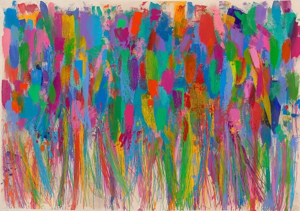 NICHOLAS KONTAXIS, We Are Young, 2023, acrylic on unprimed canvas, 51 x 72 in. (129.5 x 182.9 cm.)